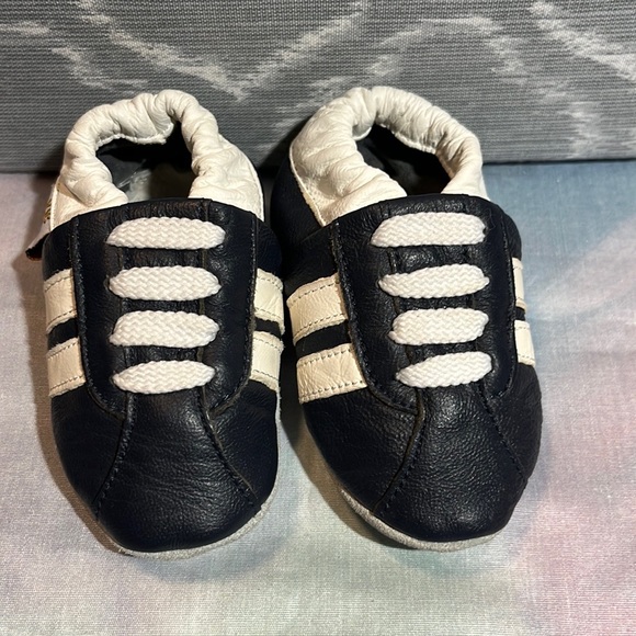 Shoes Euc Tickle Toes Navywhite Leather Baby Boy Crib Shoes Size 6